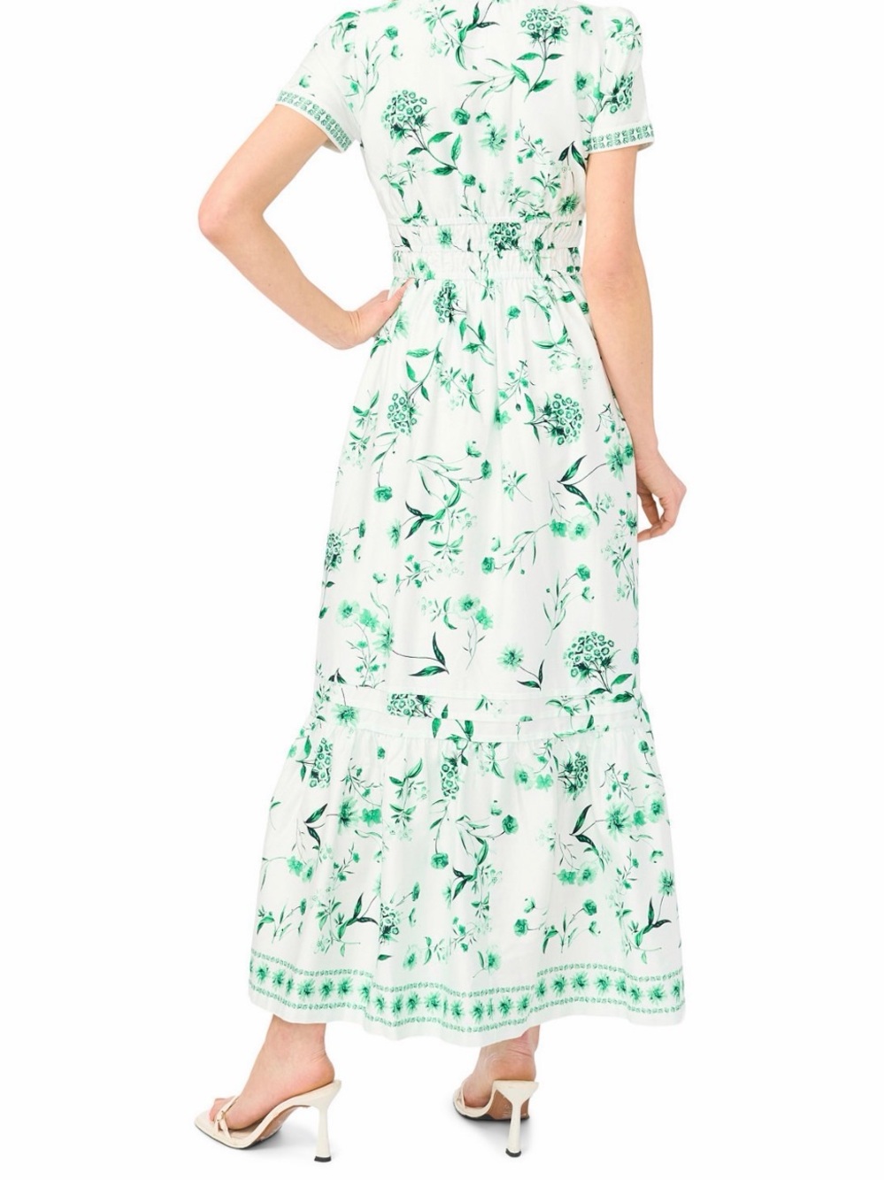 Cece White & Green Floral Midi Dress - Women - Picture 5 of 8